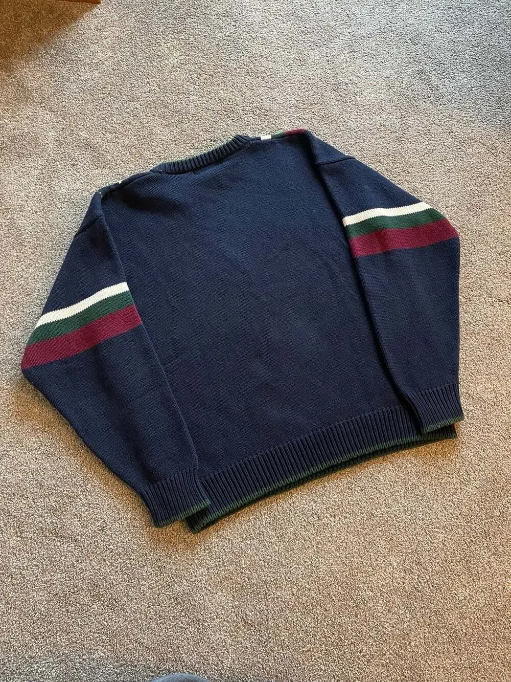 VTG 90s Croft & Barrow Sweater Size M Navy Argyle Cotton Pullover Golf Grandpa